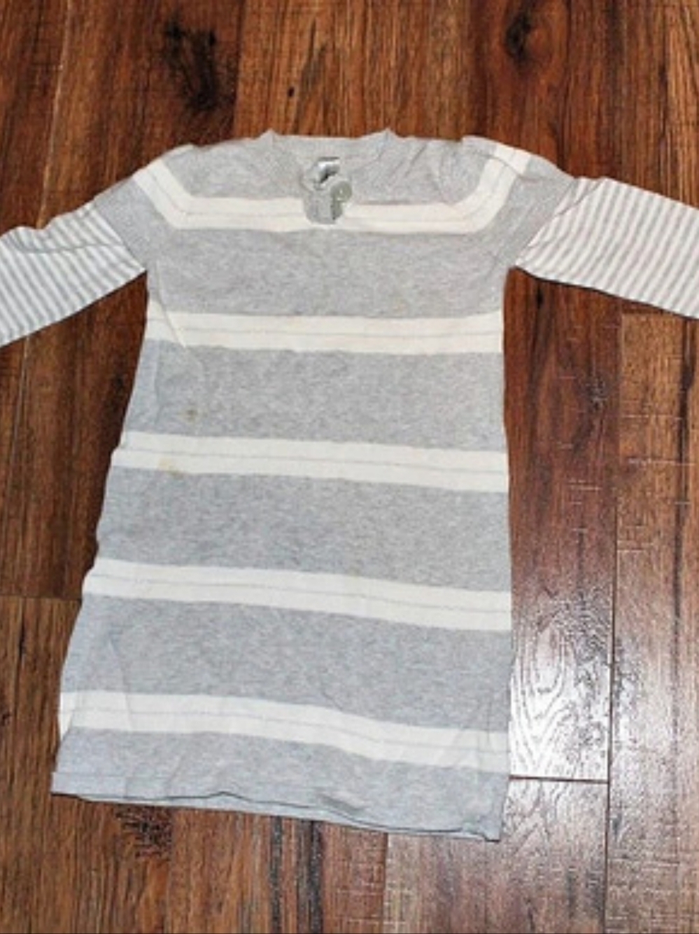 Cherokee Kids Striped Gray & White Sweater Dress